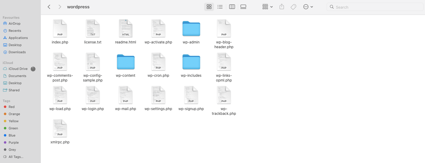 Unzip the downloaded WordPress installation files.