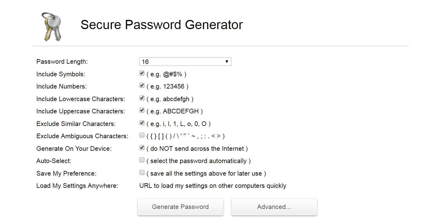 A secure password generator.