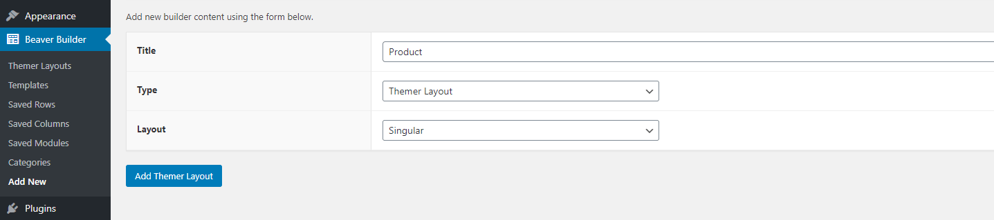 Adding a page template with Beaver Themer.