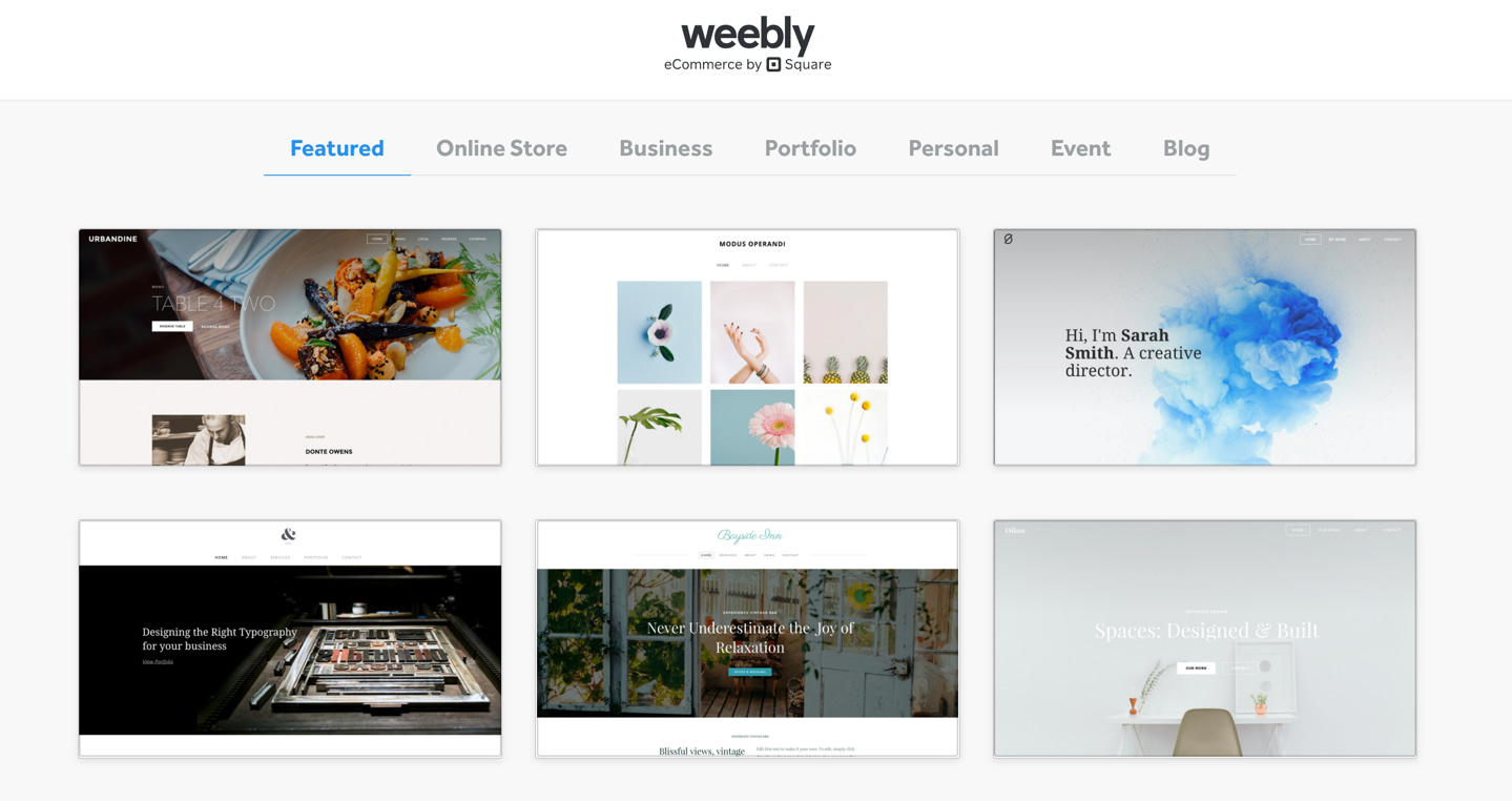 Wix vs Weebly - the themes 