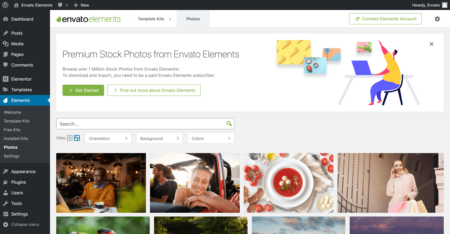 Envato Elements plugin installation.