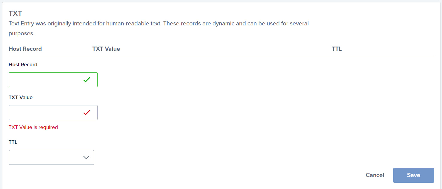 Adding a TXT record in Bluehost.