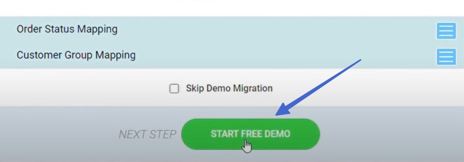 Starting the free demo to migrate from PrestaShop to WooCommerce.