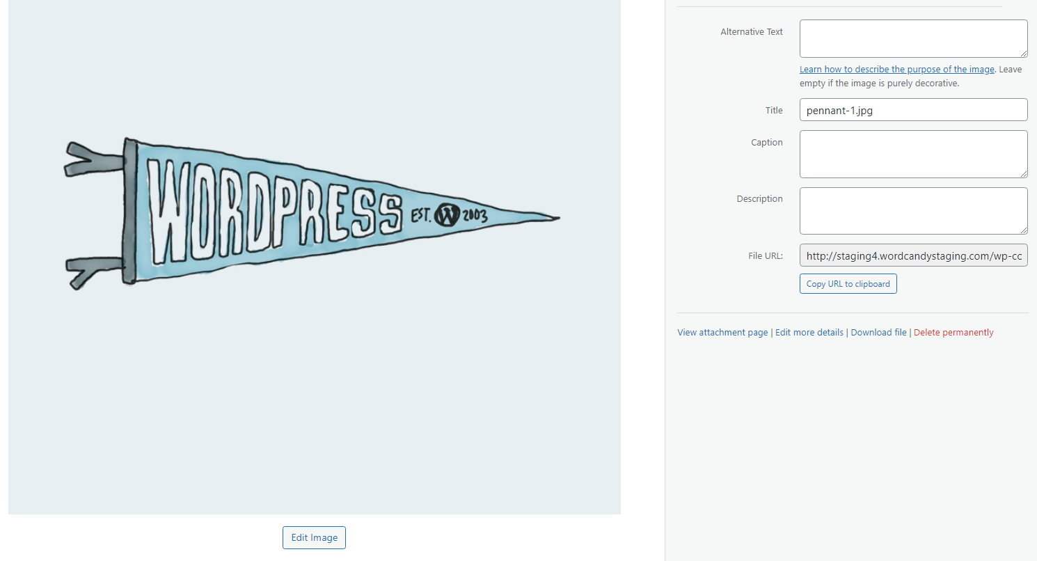 Editing an image in WordPress.