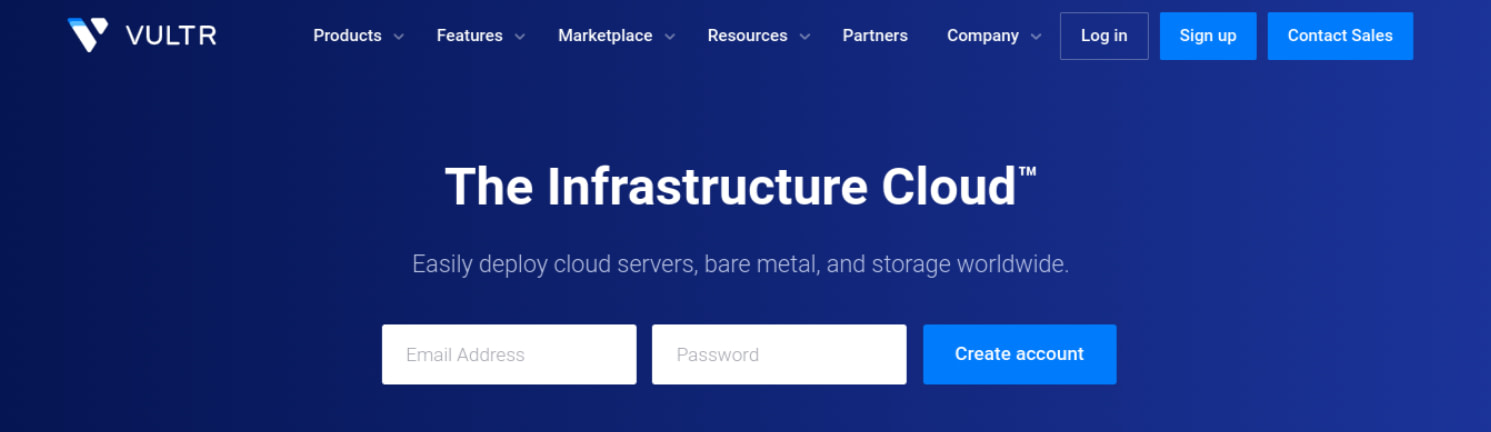 The Vultr VPS hosting website.