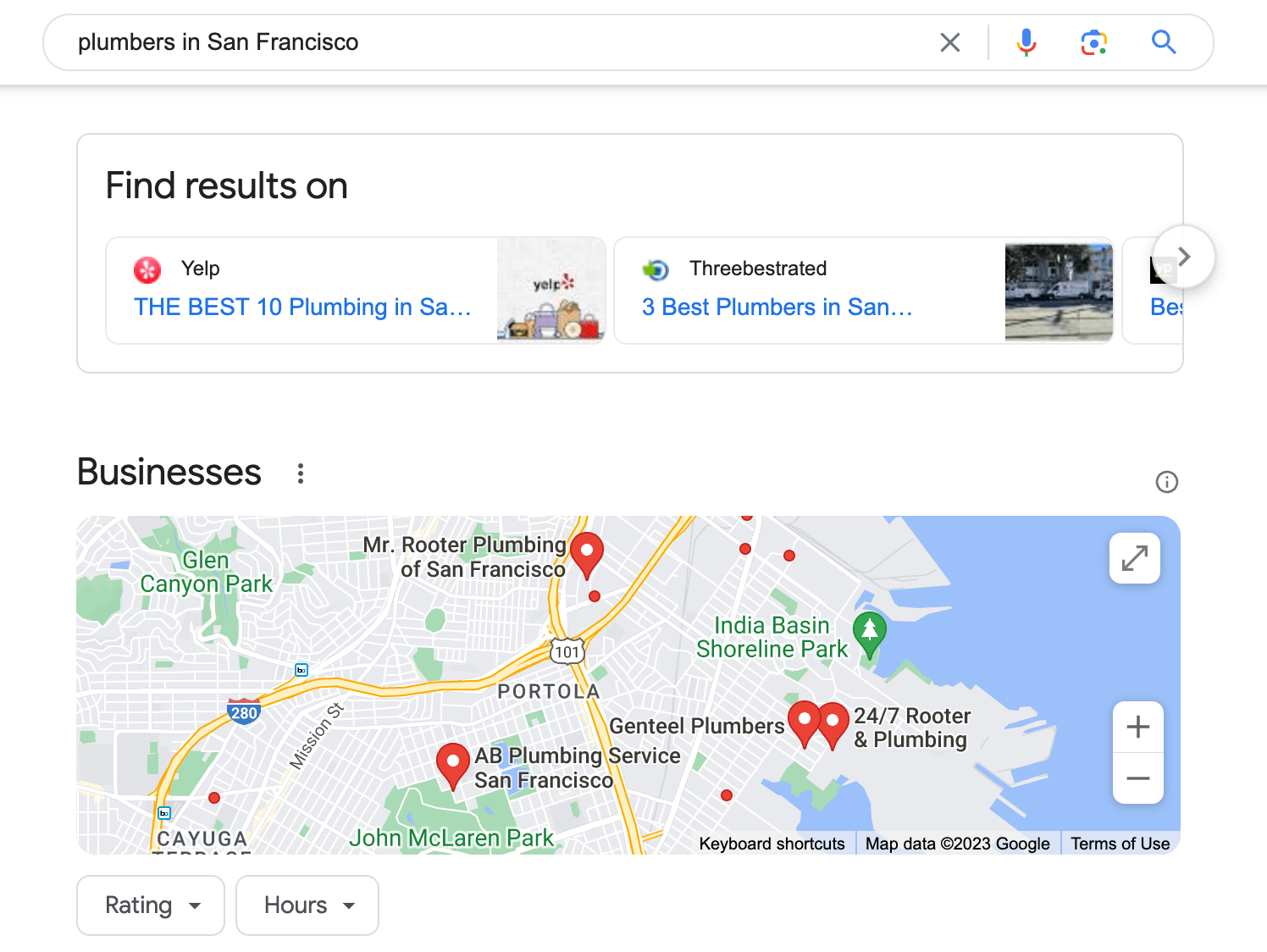 Local SEO for plumbers in San Francisco.