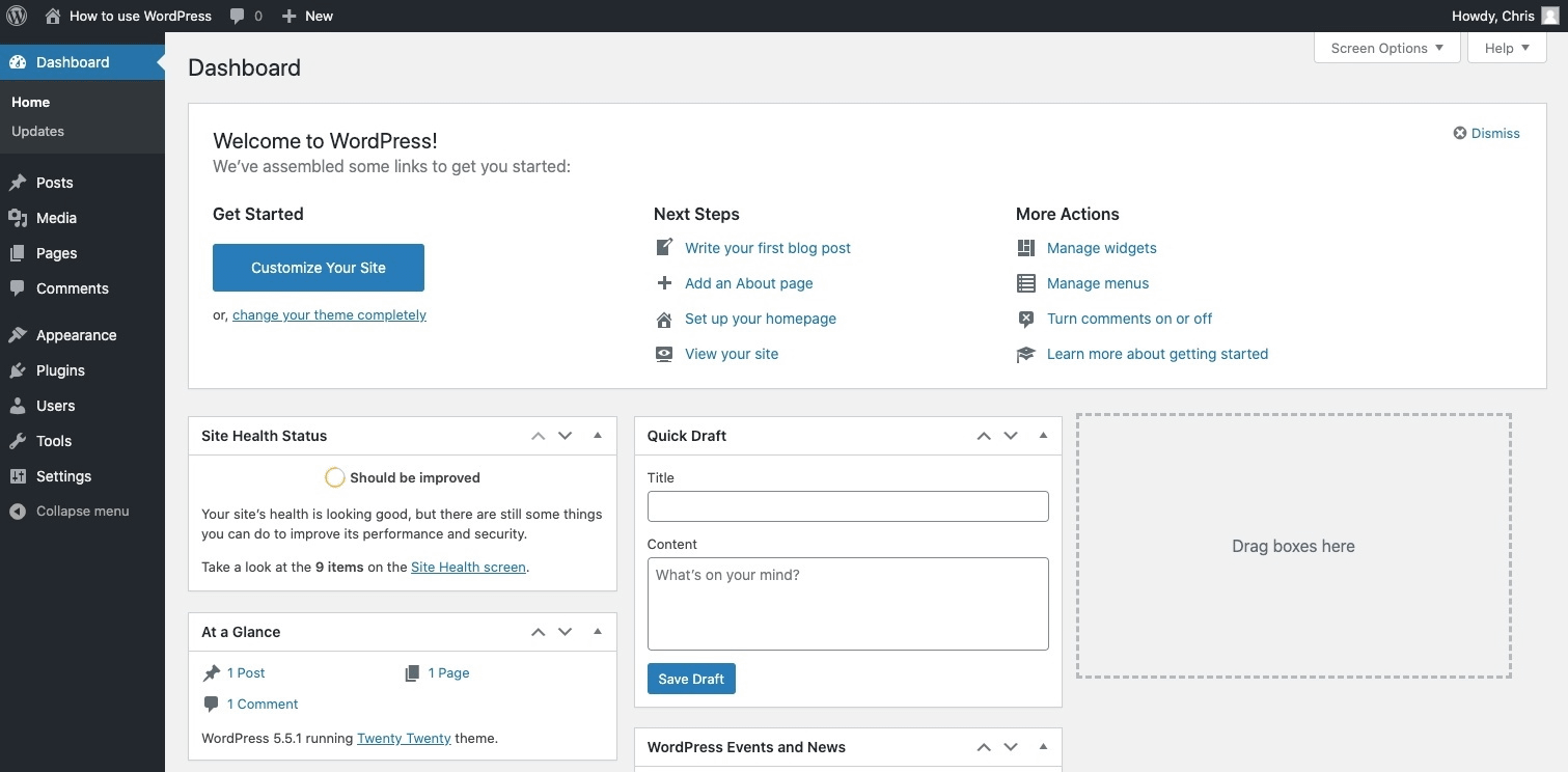 How to use WordPress dashboard and settings