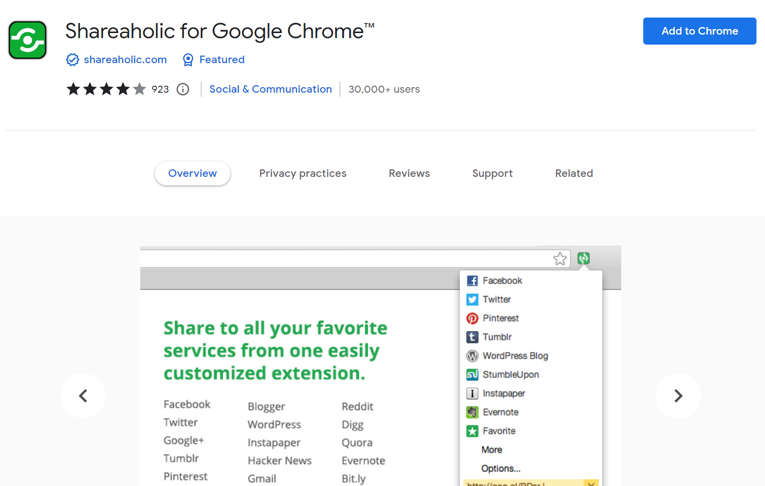 Shareaholic for Google Chrome.