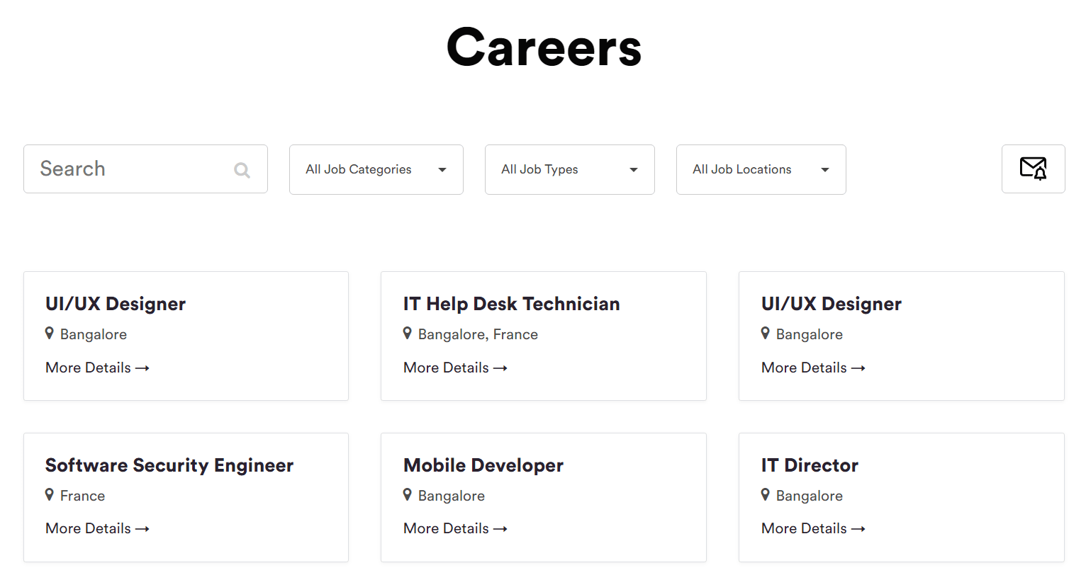 A grid-based job board generated by the WP Job Opening plugin.