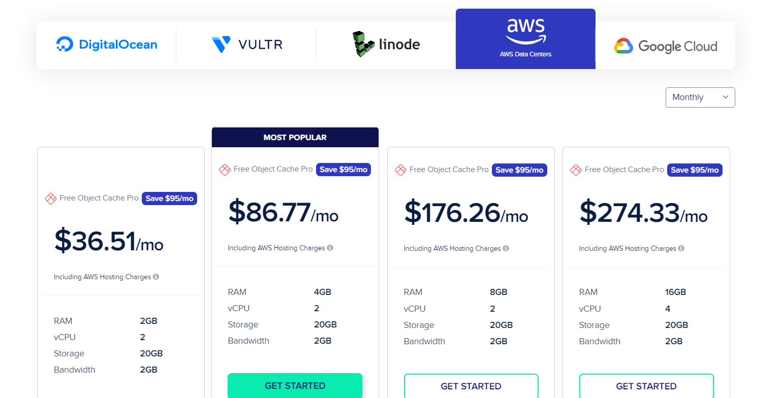 Examples of cloud hosting plans and prices