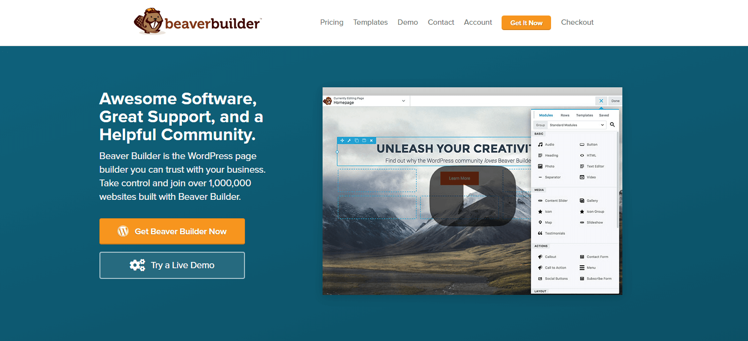 The Beaver Builder page builder.