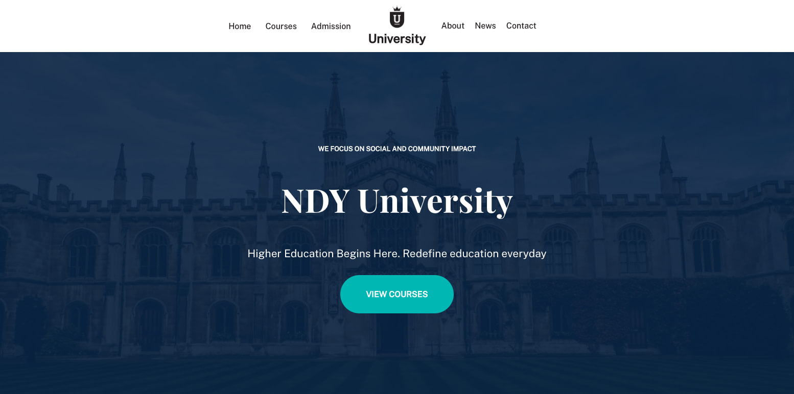 The University pre-built starter site, available in the Neve Premium Theme