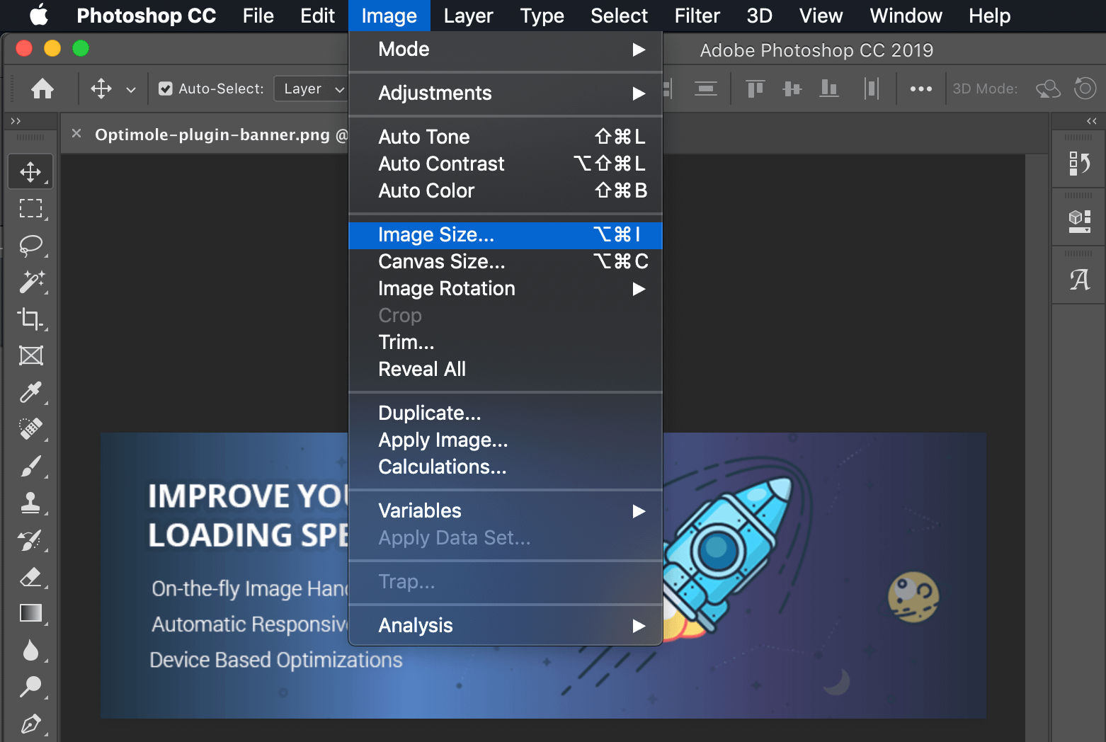 How to change image size Photoshop to scale images.