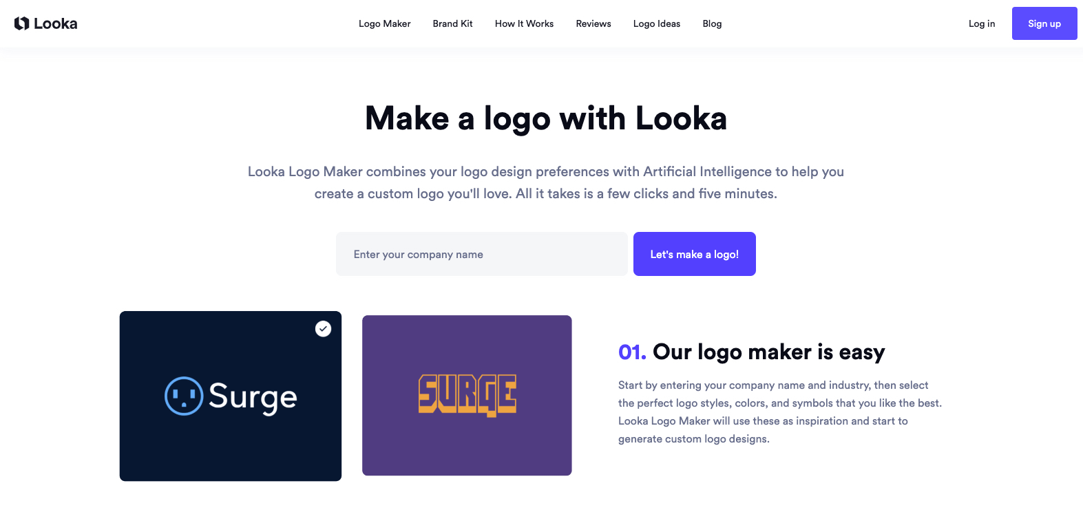 Looka logo maker uses AI to make logo creation easier.