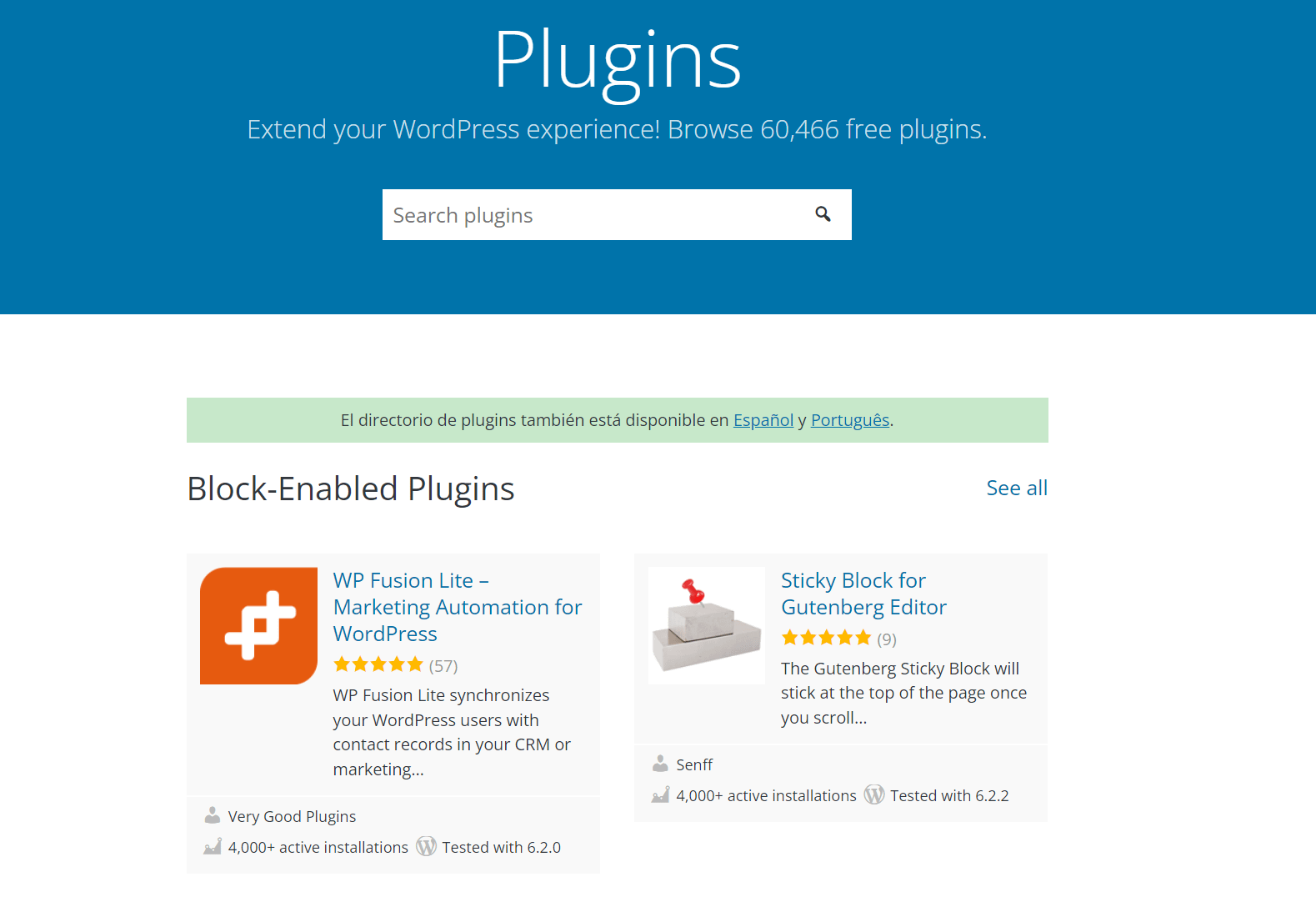 WordPress plugin directory.