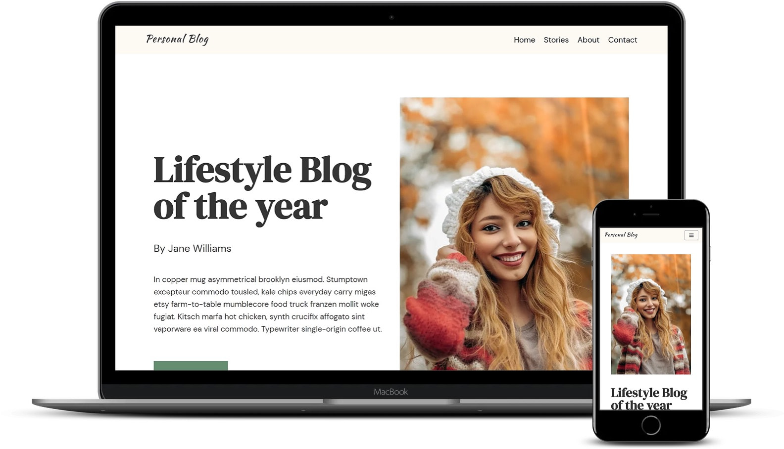 Personal blog WordPress template