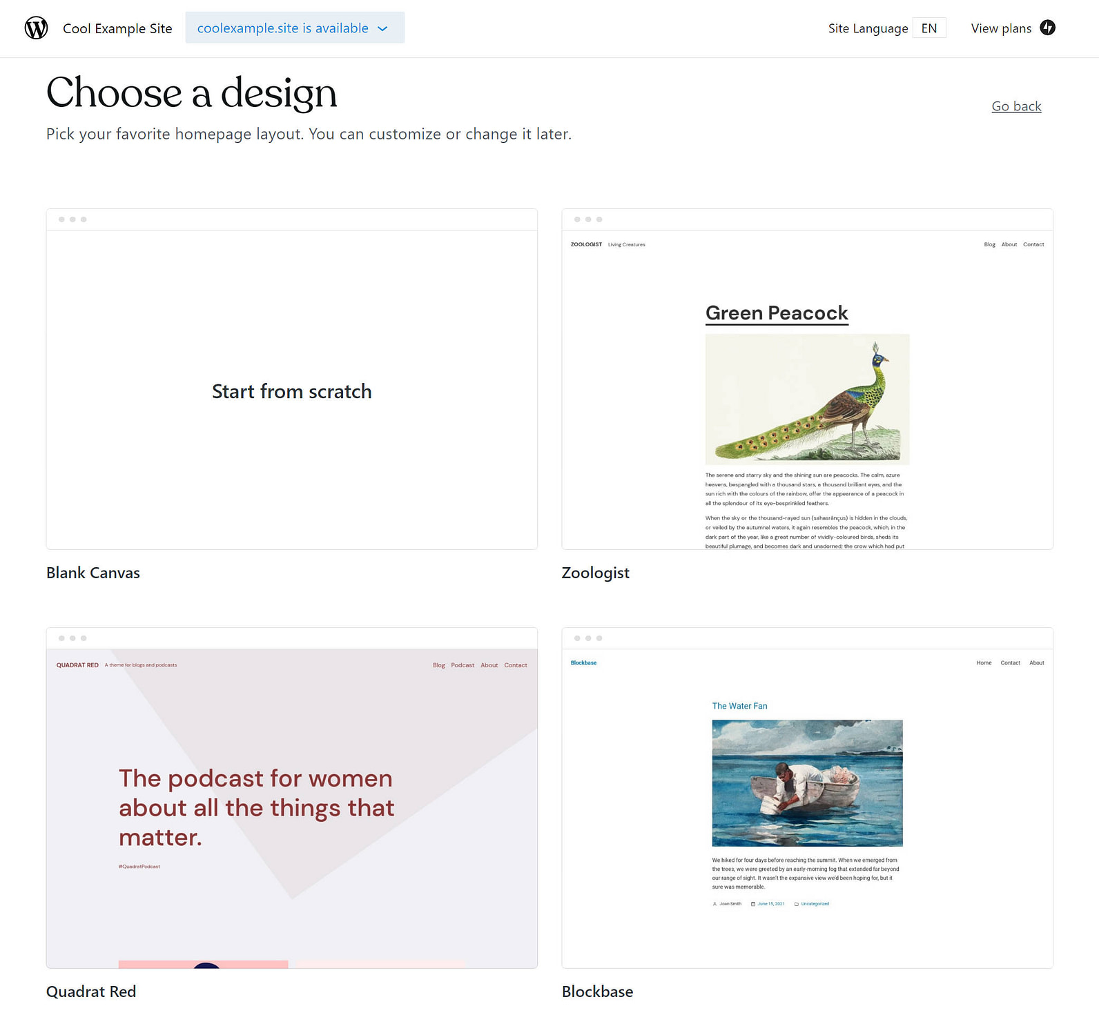 WordPress.com's setup wizard creates more of a website builder experience for WordPress.
