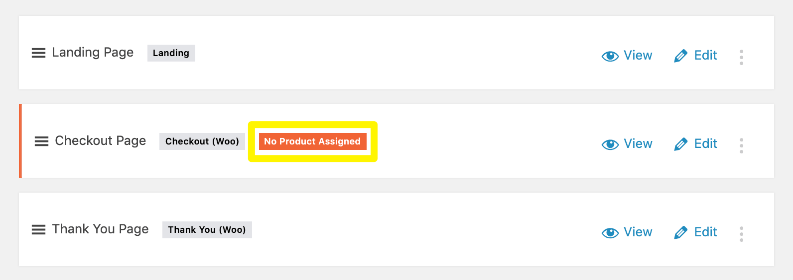 Ярлык «Продукт не назначен» на странице оформления заказа в Cartflows.