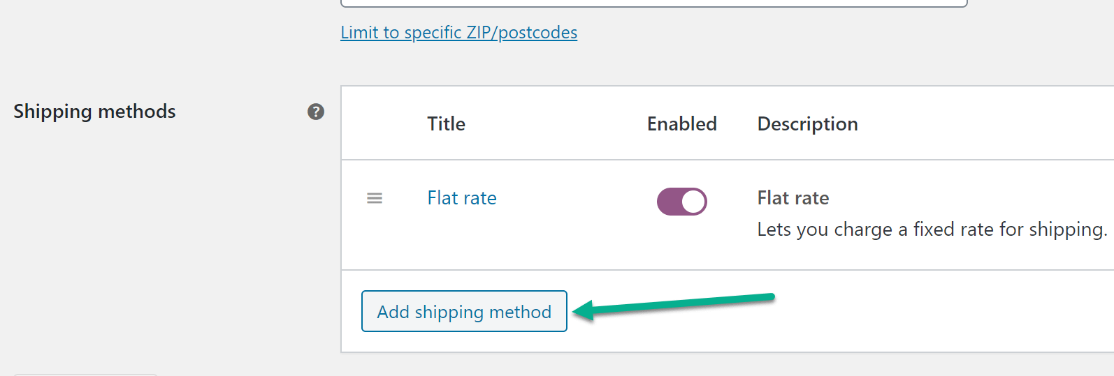 add WooCommerce shipping method 