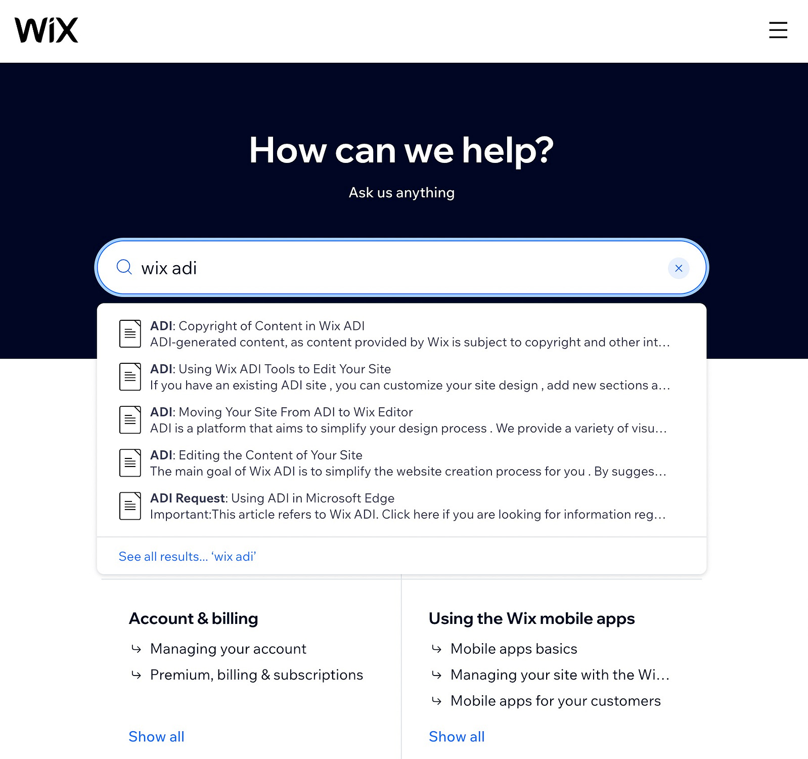 Wix ADI review of the support channels.