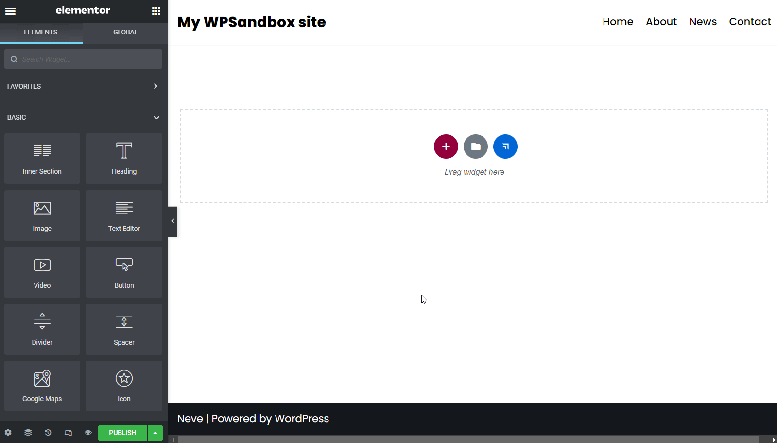 Elementor website builder screenshot
