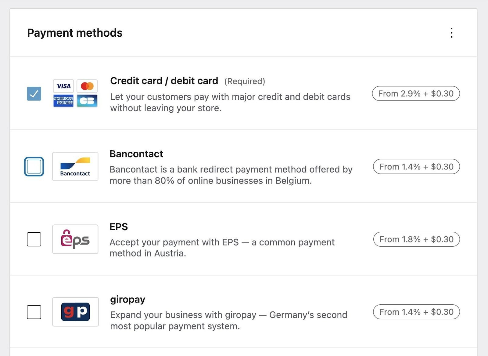 Adding new payment methods.