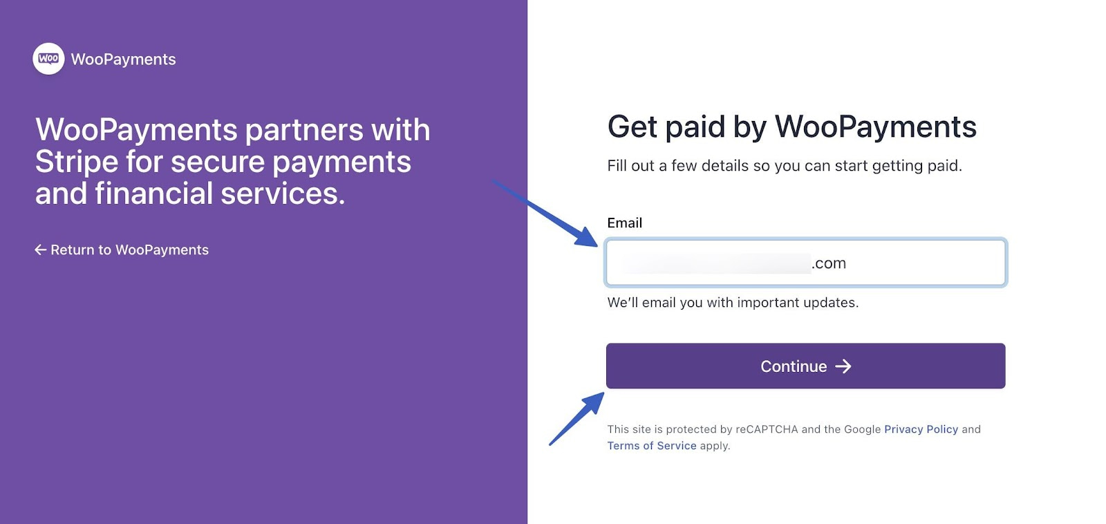 How to set up WooCommerce Payments - starting an account.