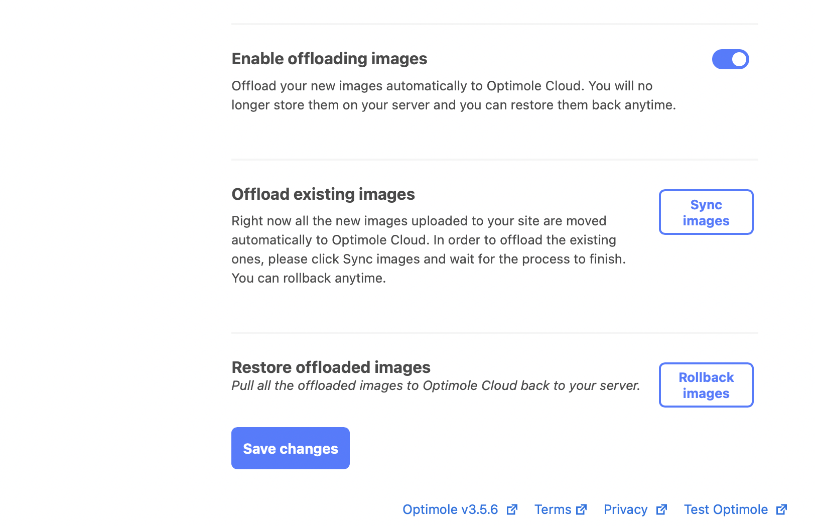 Enable offloading images