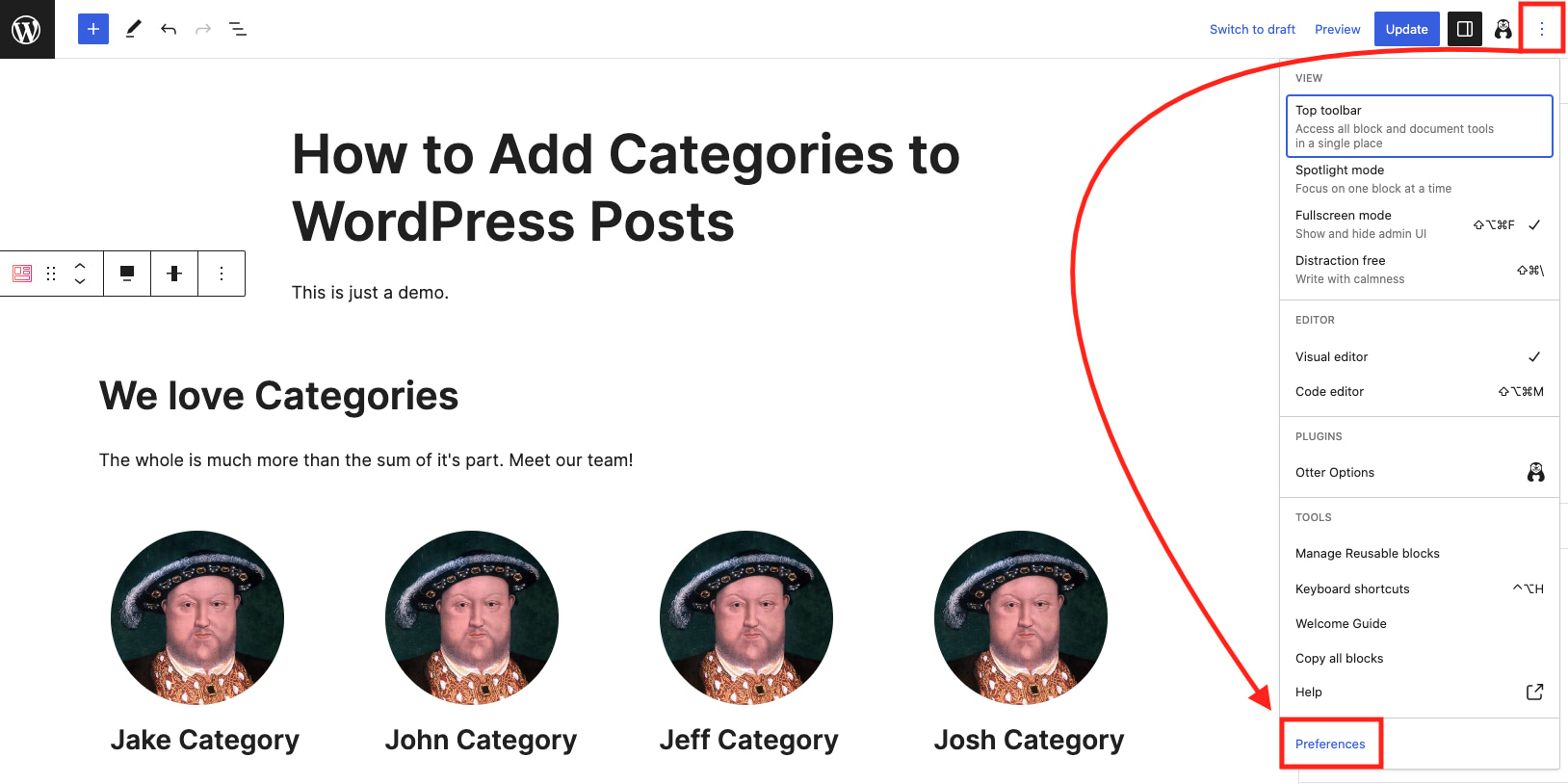 What to do in case categories are not showing on post in WordPress | Step 1