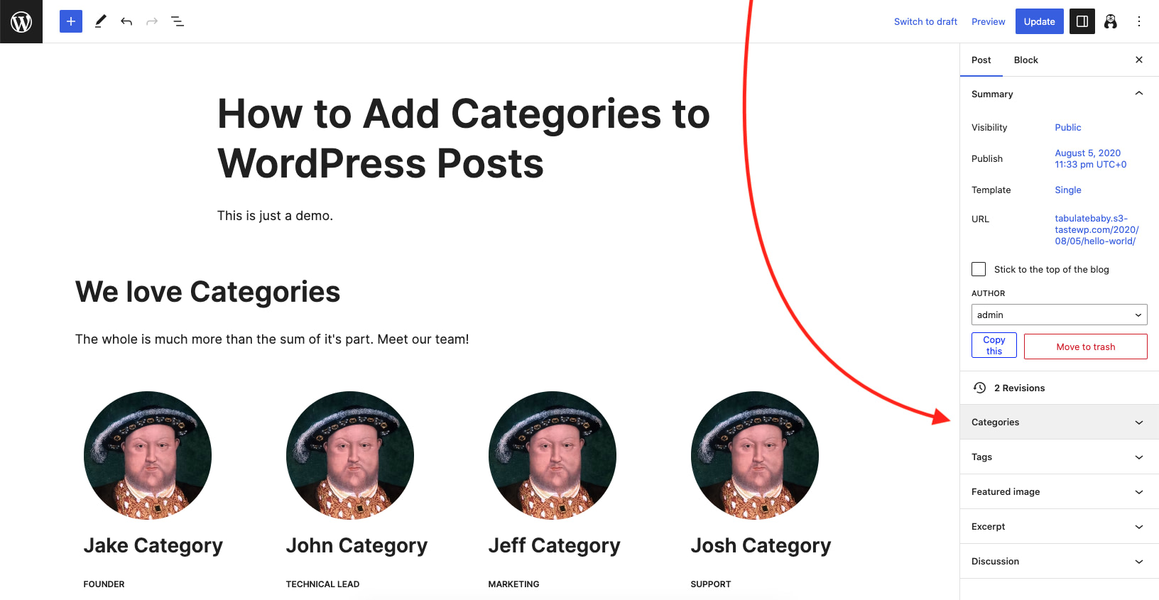 Adding categories to WordPress posts | Step 2