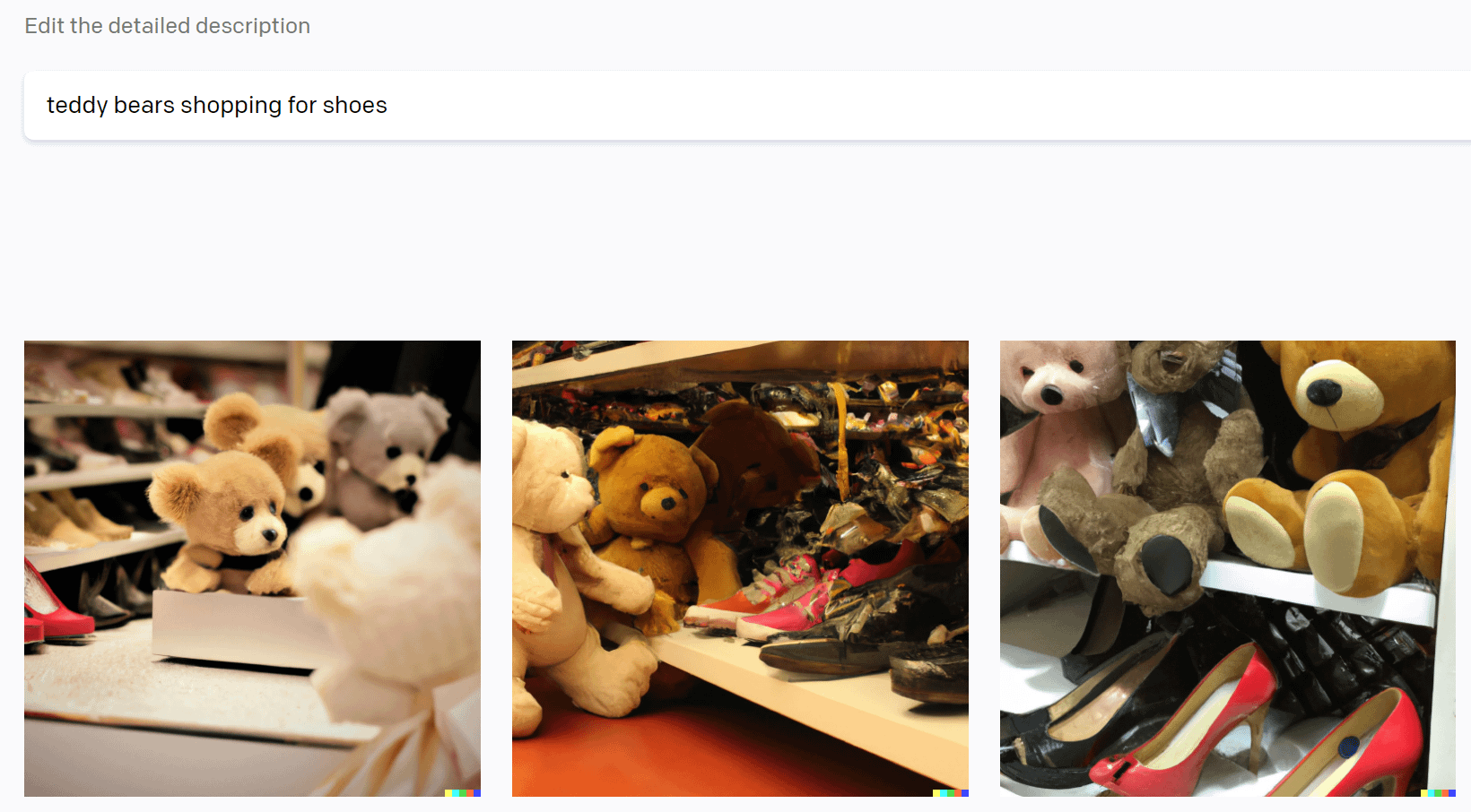 خرس های عروسکی برای خرید کفش های تولید شده توسط هوش مصنوعی.