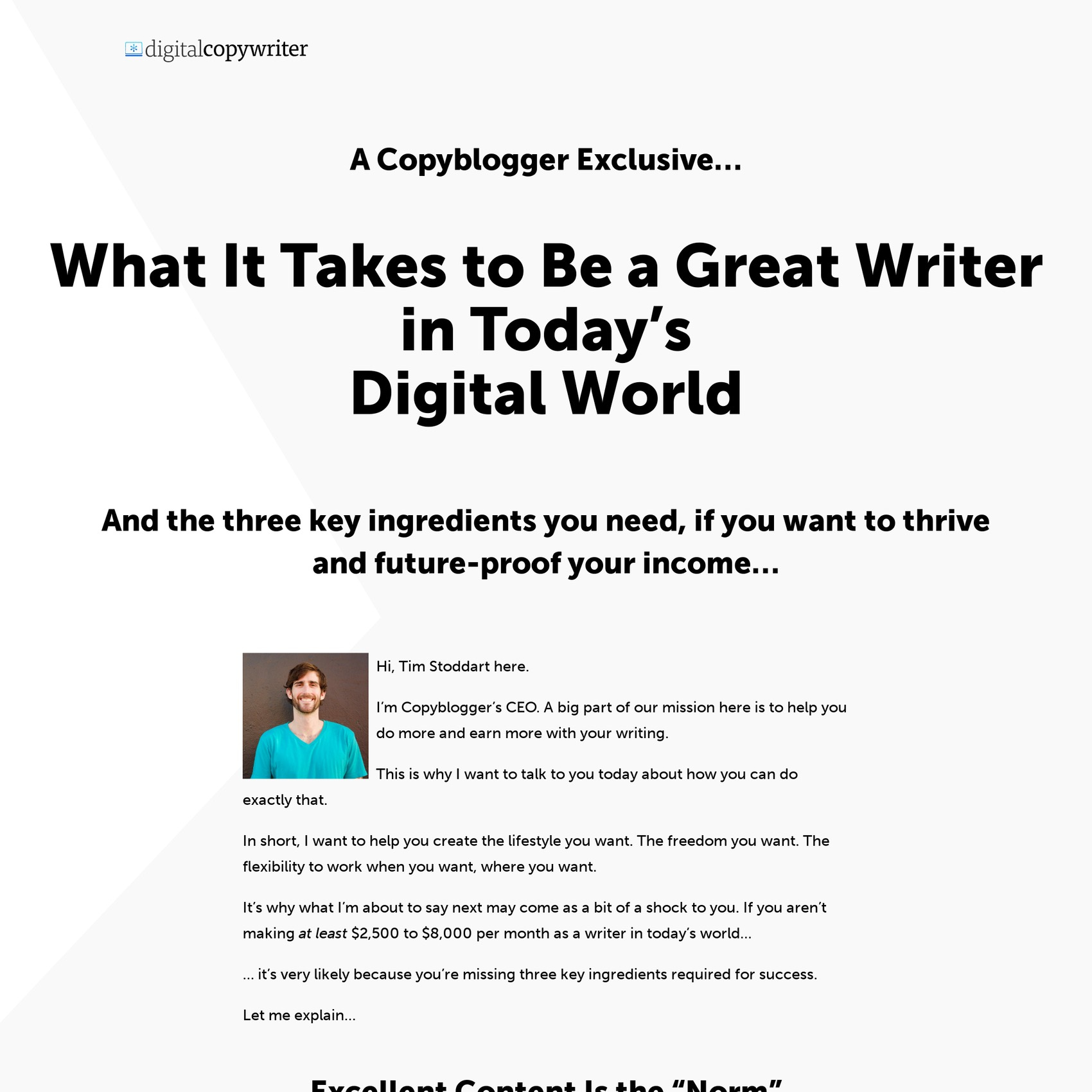 landing page examples: Copyblogger