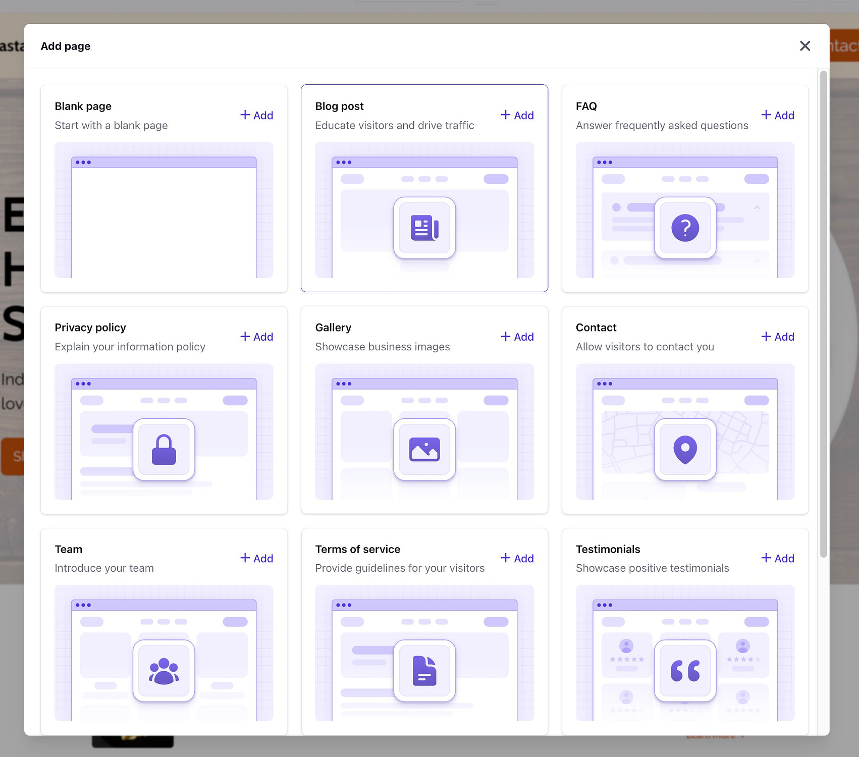 Adding pages after you generate a website with AI.