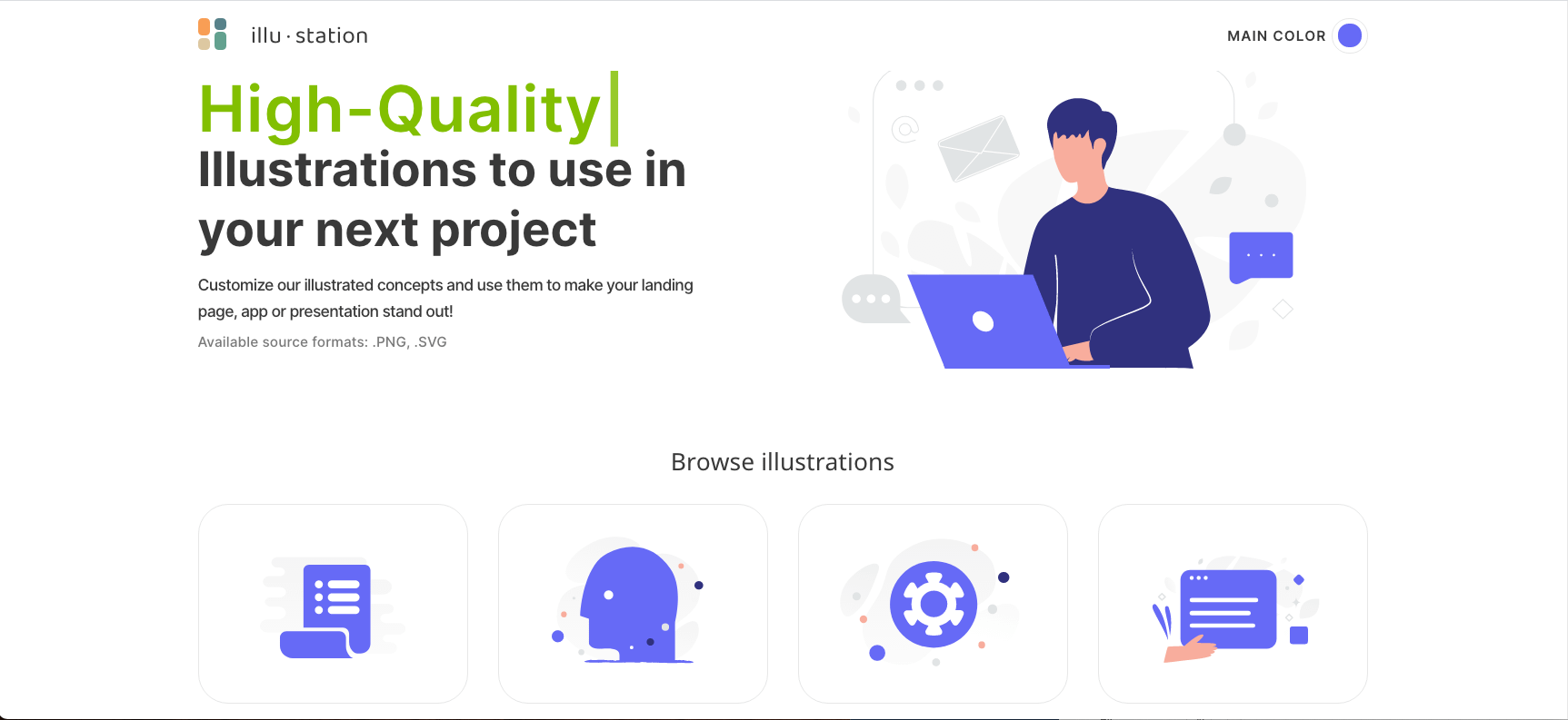 Illu-station is a great tools for finding high-quality, free illustrations for your projects