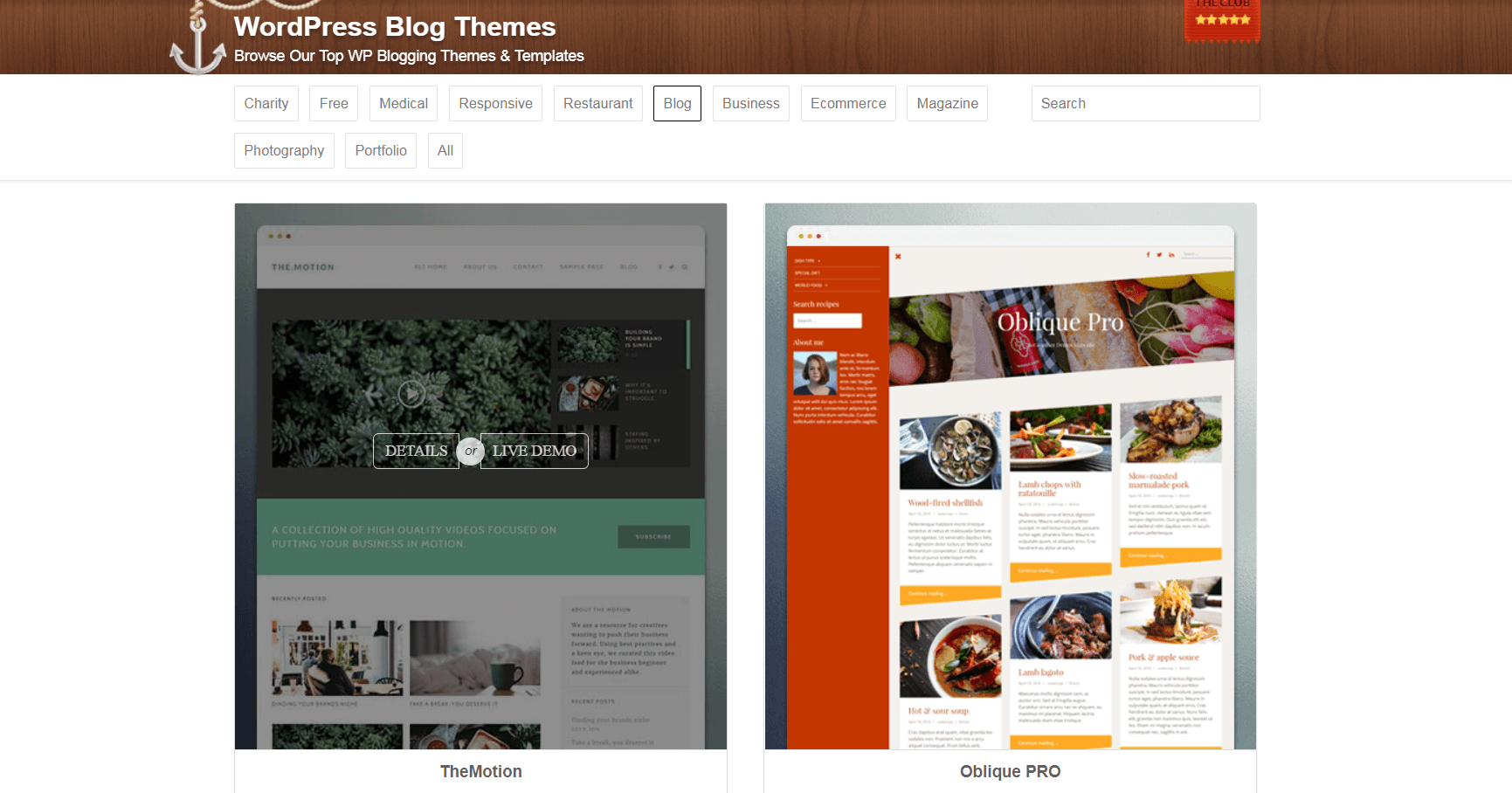 Blog themes on Themeisle.