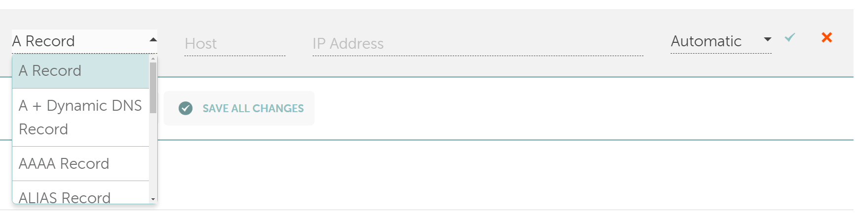 Adding an A record in Namecheap.