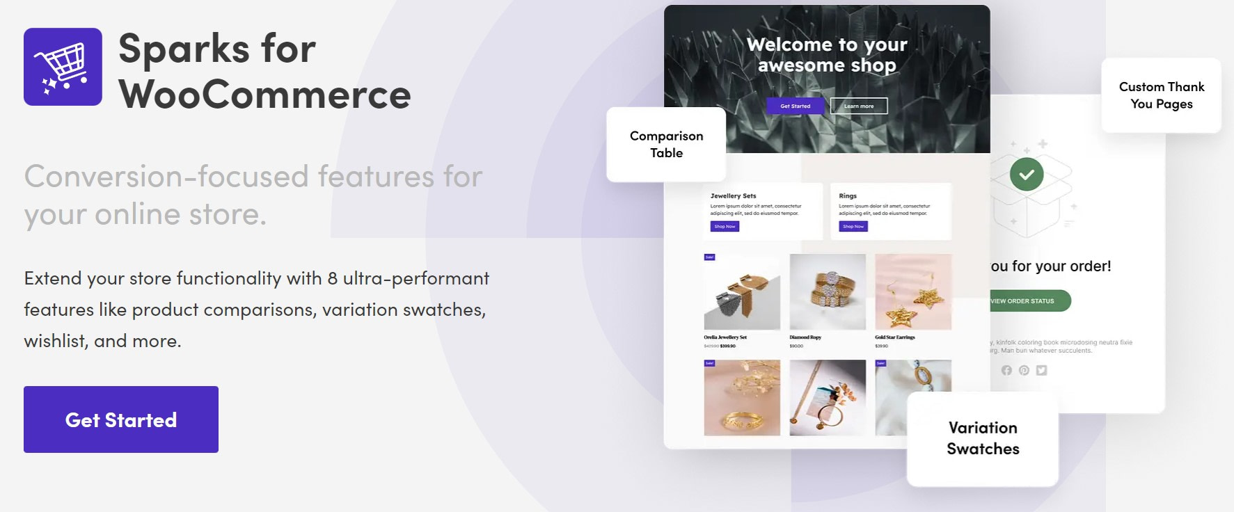 Sparks — это плагин вкладок WooCommerce с функциями, специфичными для конверсии.