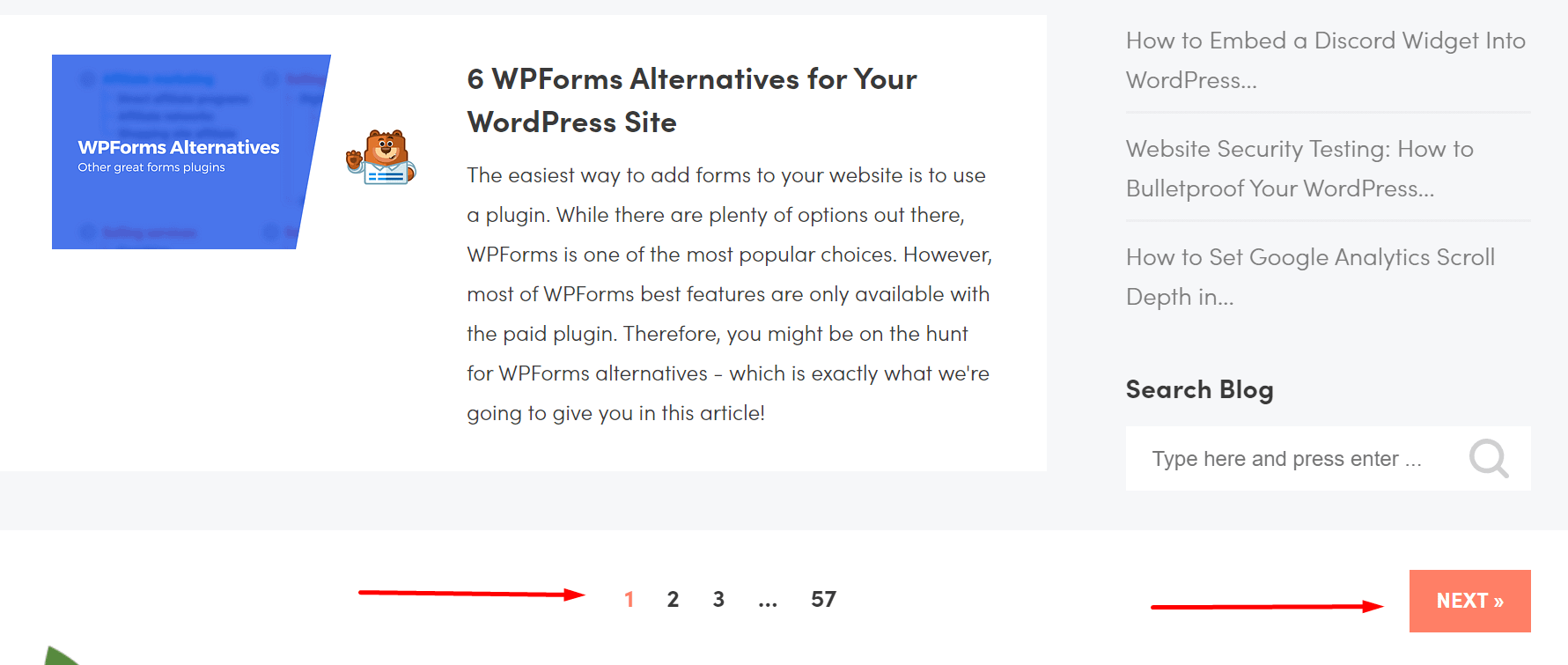 example of what is pagination in wordpress