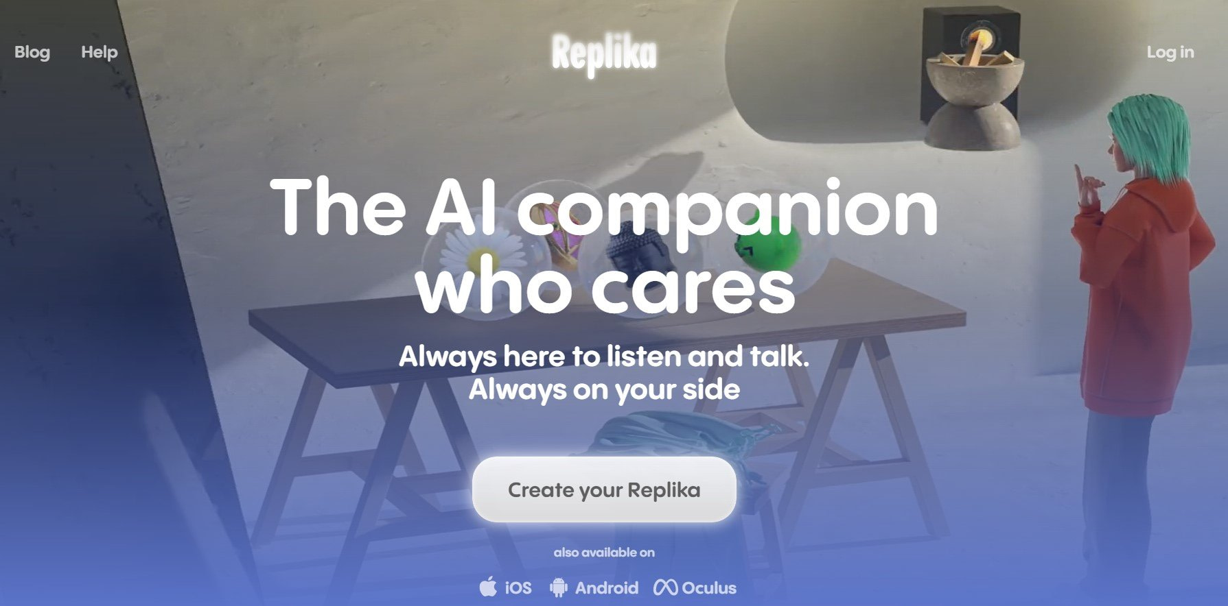 Best AI chatbots: Replika homepage.