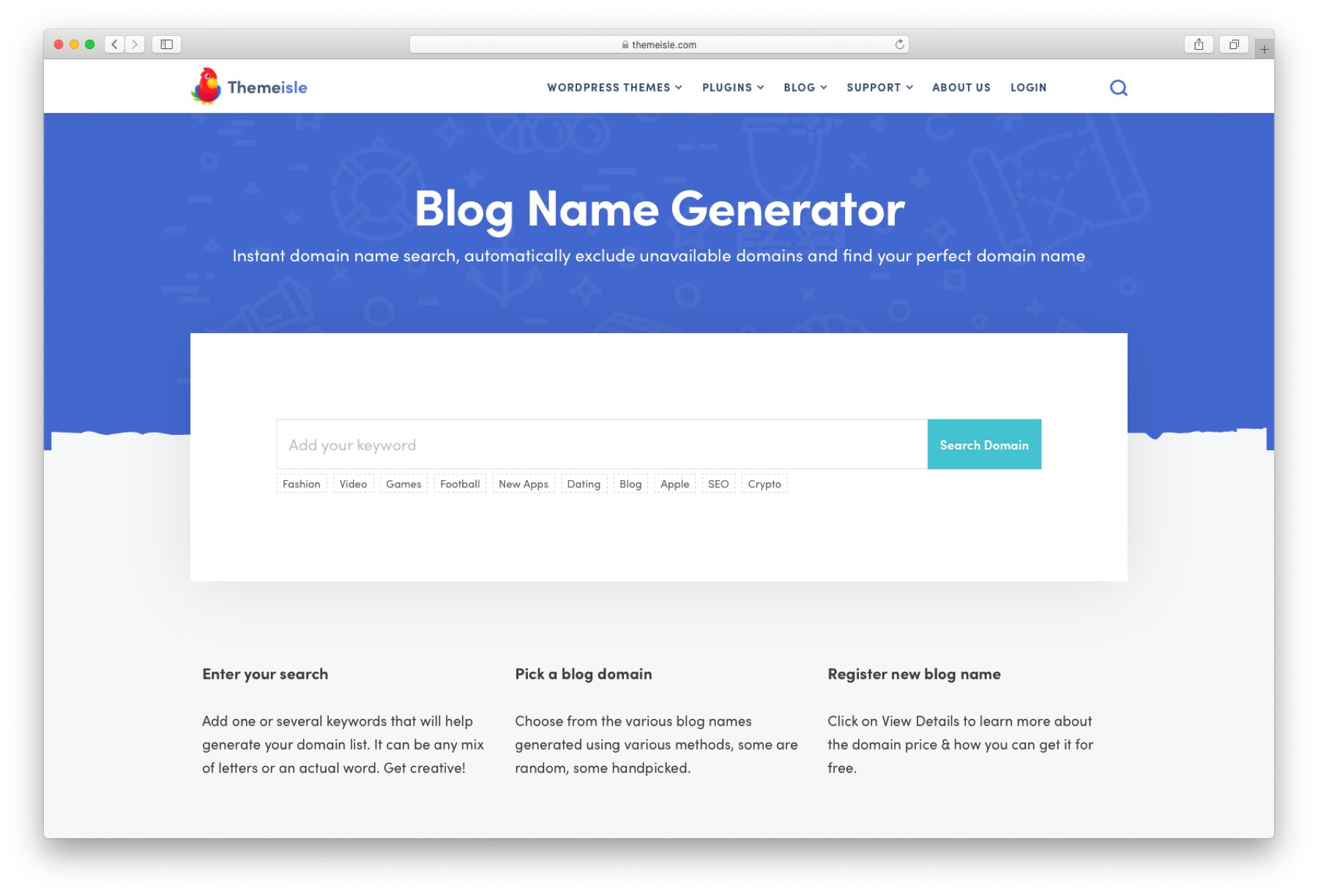 Themeisle blog name generator