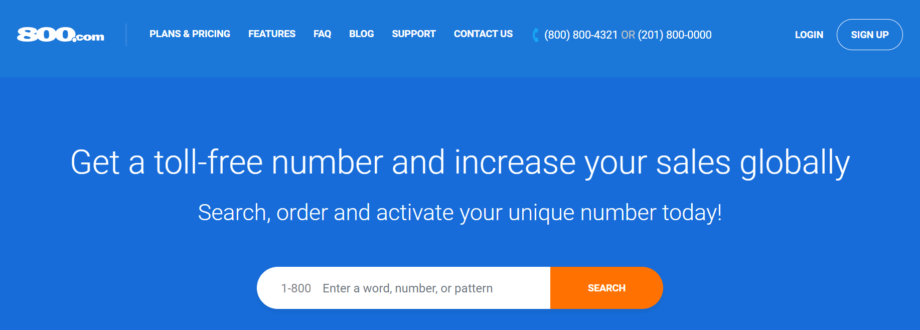 Get a toll-free number from the 800.com homepage.