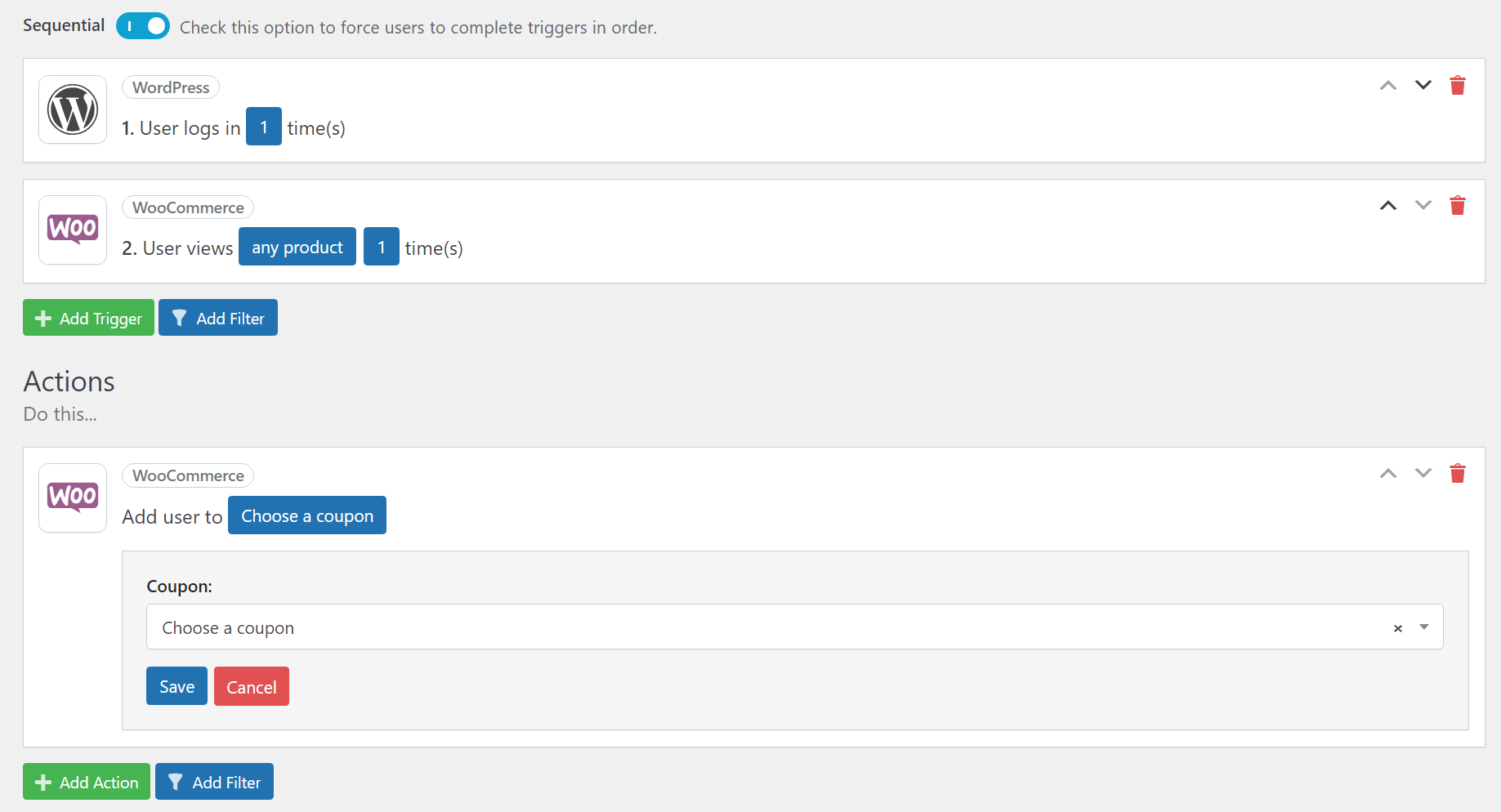 Configuring an automation in AutomatorWP.