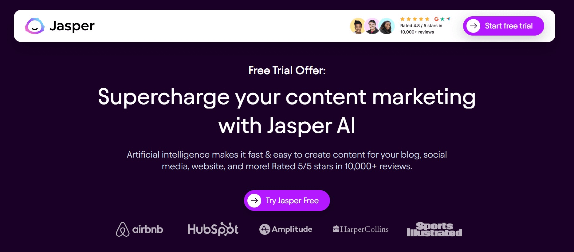 JasperAI homepage.