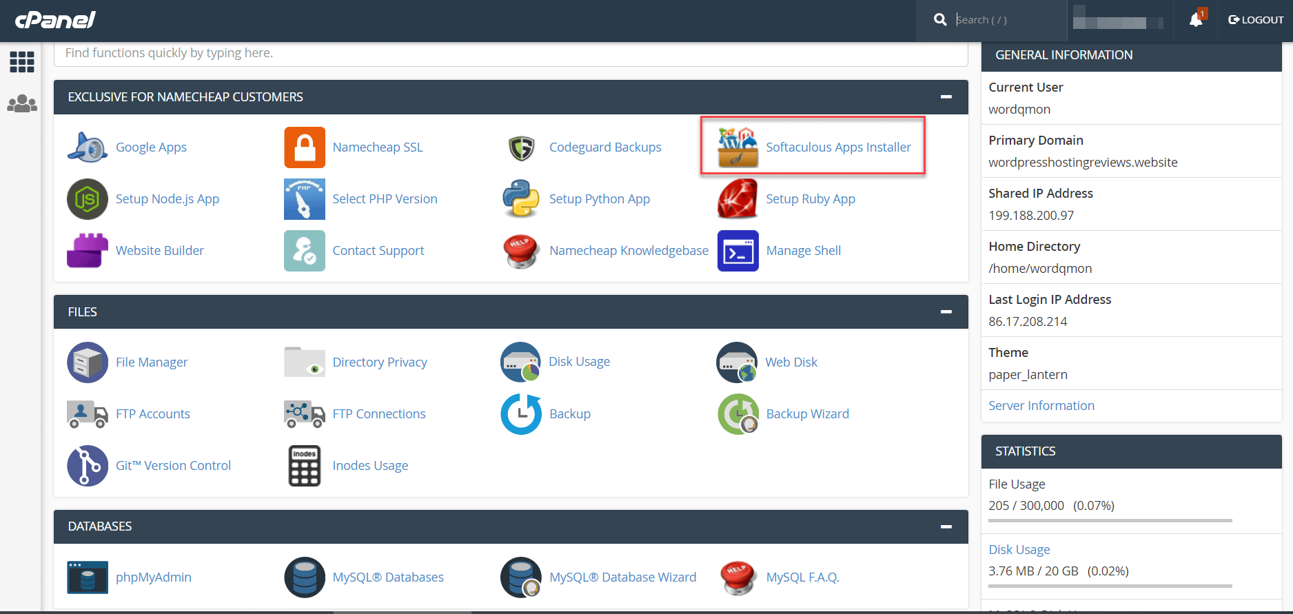 Namecheap - cPanel