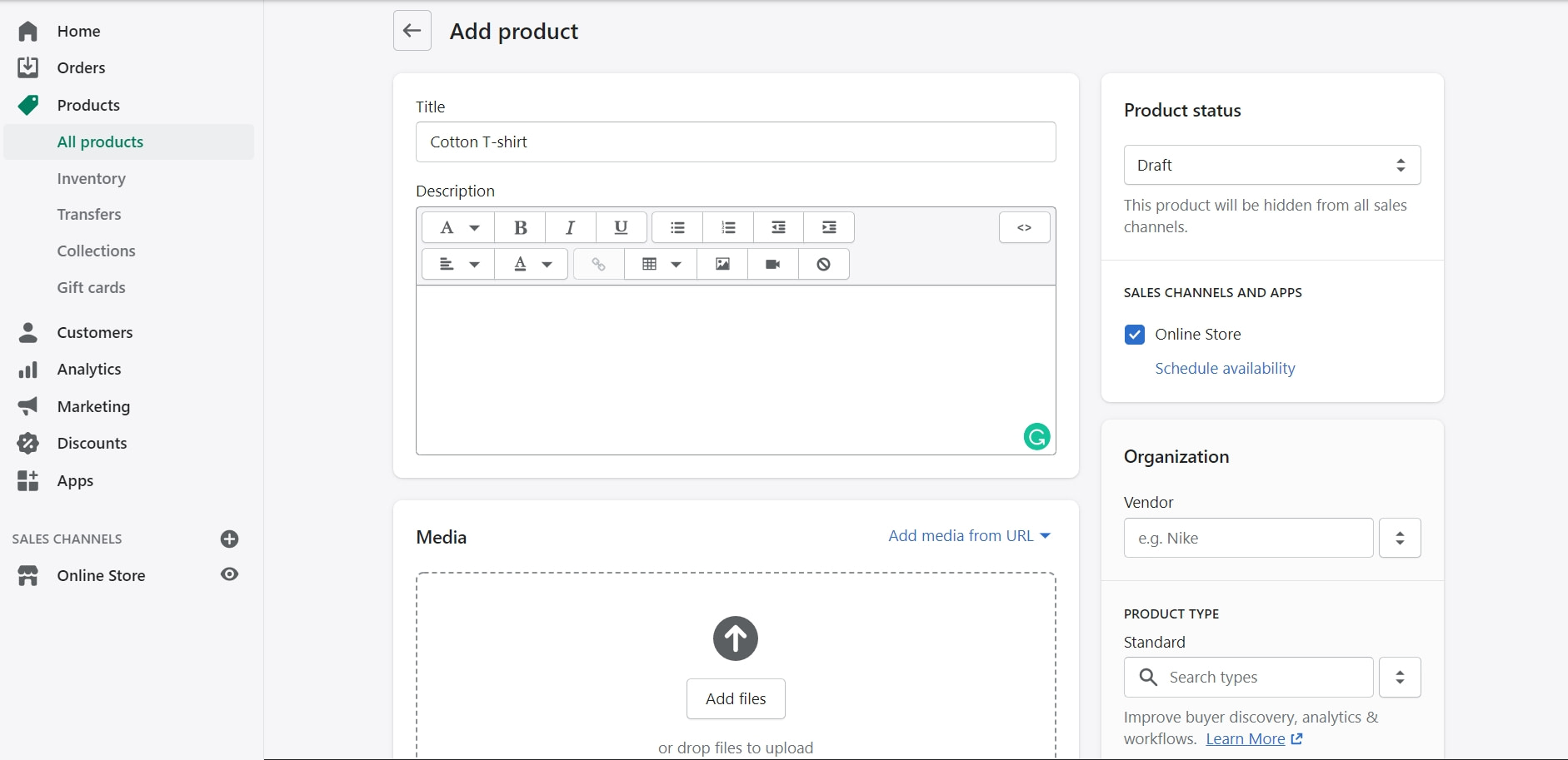 adding products to Shopify