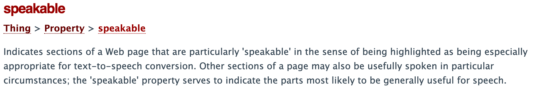 schema definition for speakable tag