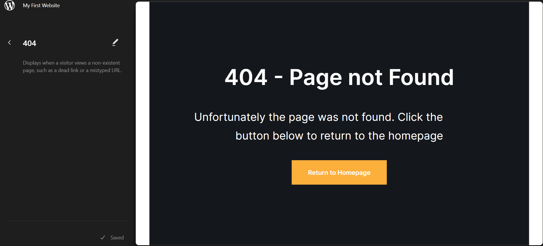 Шаблон 404 в теме Neve FSE