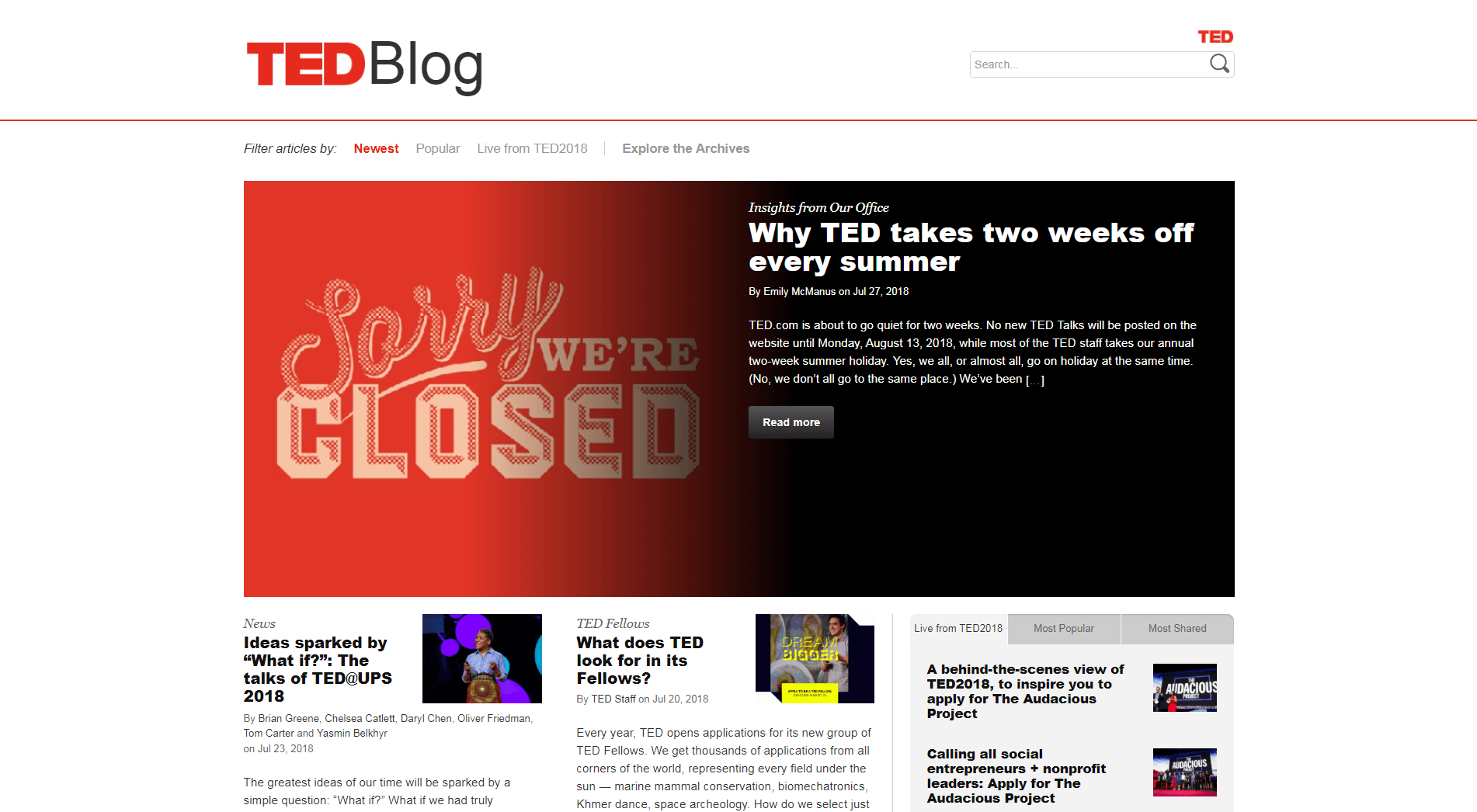 An example of a blog built with WordPress.
