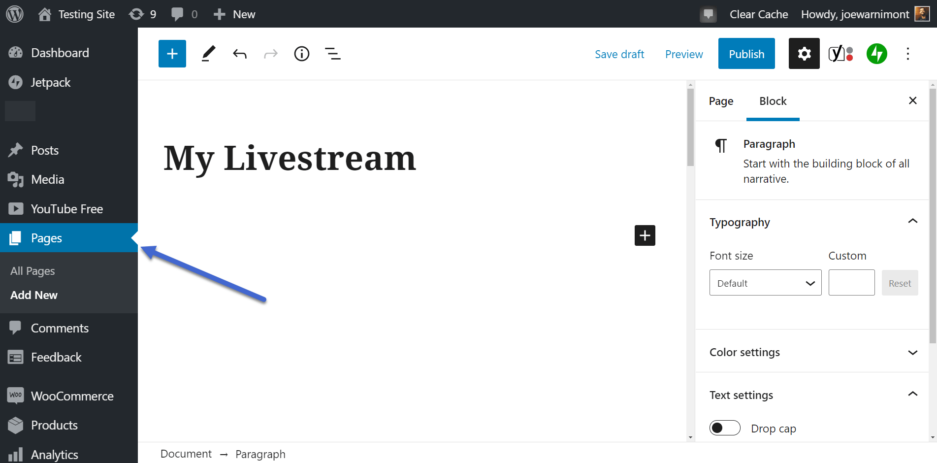 Livestream on online wordpress