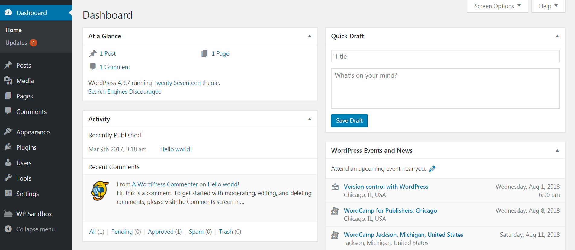 blogger vs WordPress dashboard.